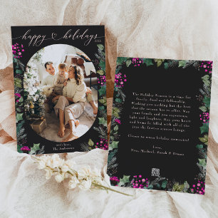 Dark Moody Family Photo Happy Holidays Card
