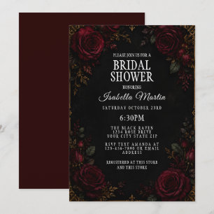 Dark Moody Floral Botanical Gothic Bridal Shower Invitation