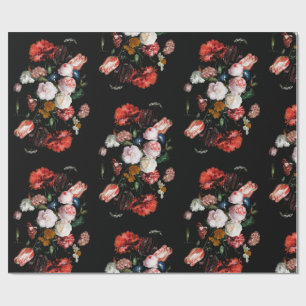 Dark Moody Floral Bouquet Gift Wrapping Paper 3