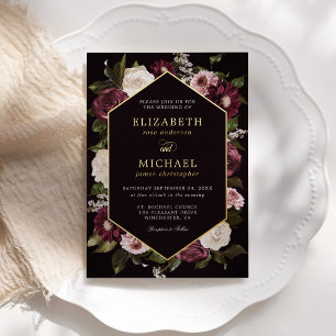 Dark Moody Floral Burgundy Wedding Elegant 