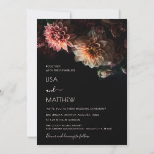 Dark Moody Floral Casual Wedding Invitation