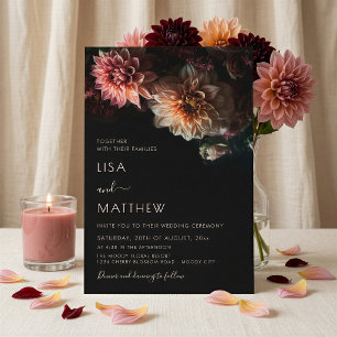 Dark Moody Floral Casual Wedding Invitation