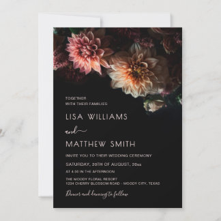 Dark Moody Floral | Chrysanthemum Wedding Invitation