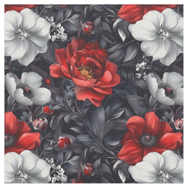 Dark Moody Floral Fabric (Close Up)