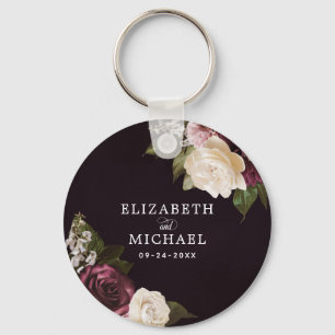 Dark Moody Floral Romantic Wedding  Key Ring
