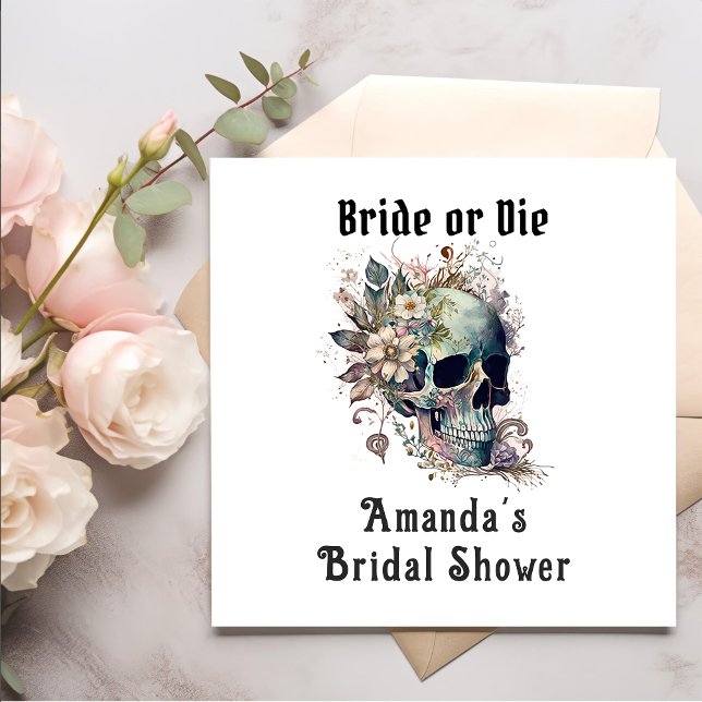 Dark Moody Floral Skull Gothic Bridal Shower Napkin (Creator Uploaded)