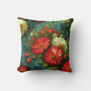 Dark Moody Floral Stylish Chic Aesthetic Rustic Cushion