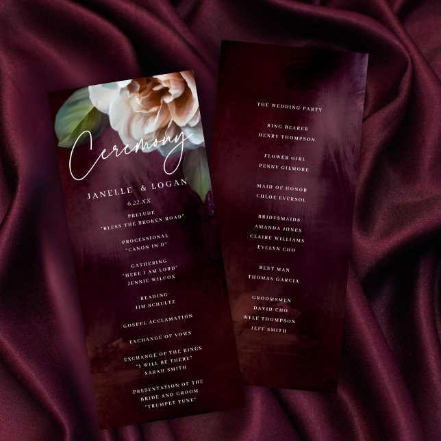 Dark + Moody Floral Wedding Ceremony Program (Creator Uploaded)