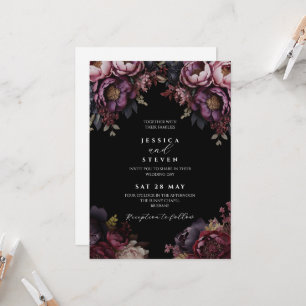 Dark Moody Floral Wedding Invitation