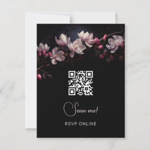 Dark Moody Floral Wedding Scan Me RSVP Card
