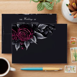 Dark Moody Florals Gothic Halloween Wedding Envelope