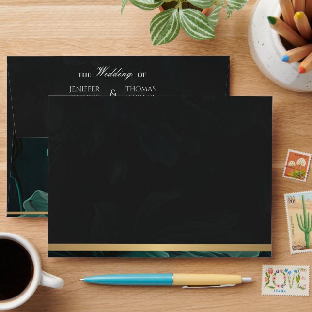 Dark Moody Florals Gothic Halloween Wedding Envelope (Desk)