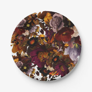 Dark Moody Flower Paper Plate