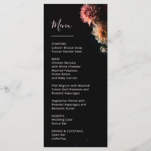 Dark Moody Flowers Chrysanthemum Wedding Menu