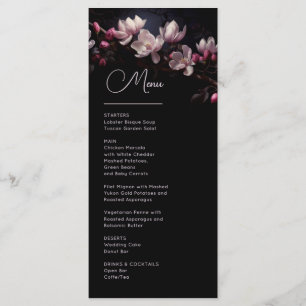 Dark Moody Flowers Magnolia Wedding Menu