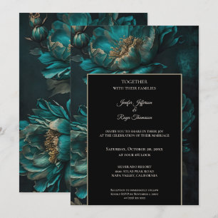 Dark moody flowers Photo Gothic wedding Invitation