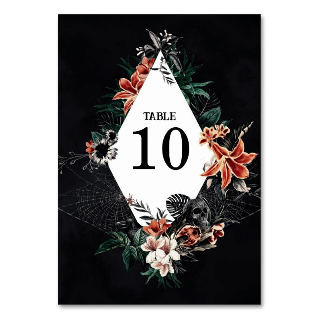 Dark Moody Goth Table Number Card Unique (Front)