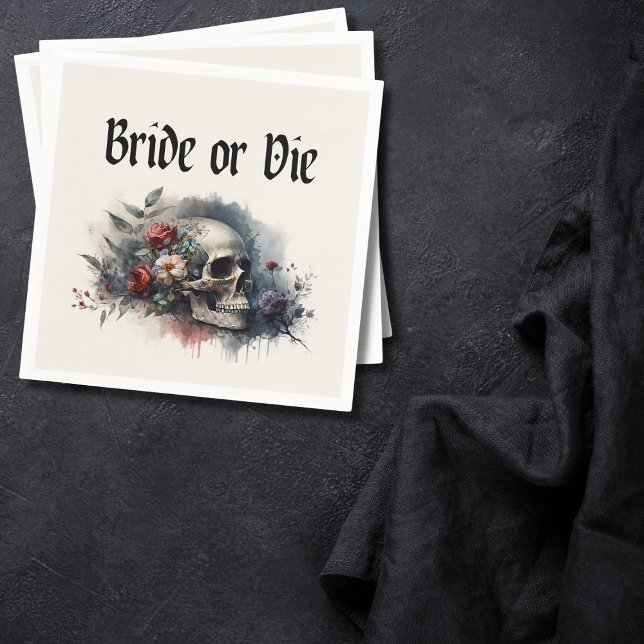 Dark Moody Gothic Bride or Die Bridal Shower Napkin (Creator Uploaded)