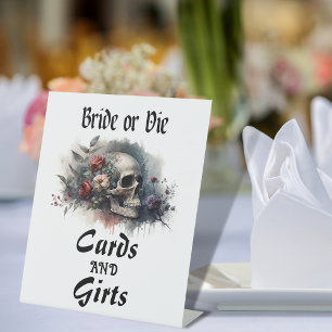 Dark Moody Gothic Bride or Die Bridal Shower Pedestal Sign