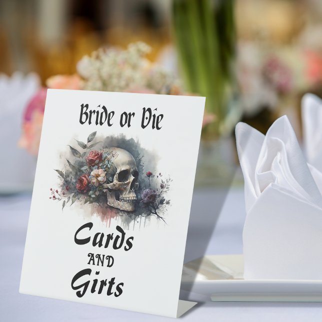Dark Moody Gothic Bride or Die Bridal Shower Pedestal Sign (Creator Uploaded)
