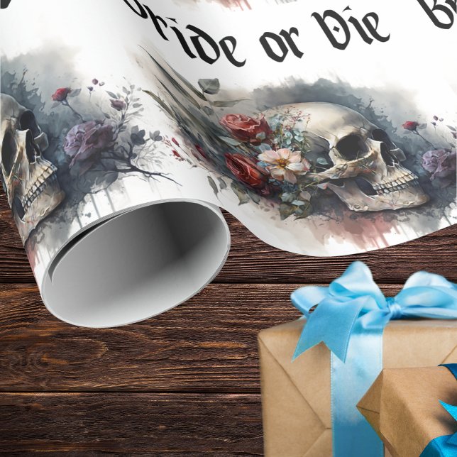 Dark Moody Gothic Bride or Die Bridal Shower Wrapping Paper (Creator Uploaded)