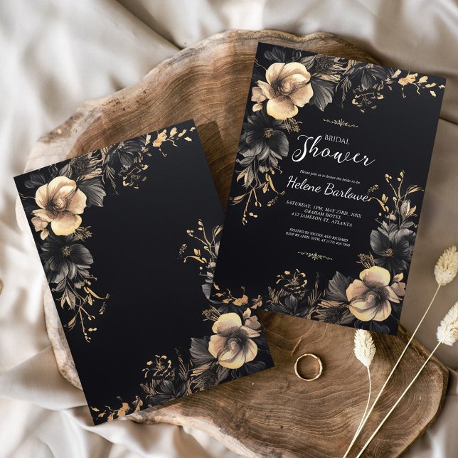 Dark Moody Gothic Floral Bridal Shower Invitation (Dark Moody Gothic Floral Bridal Shower Invitation)