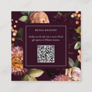 Dark Moody Gothic Floral Bridal Shower QR Code  Enclosure Card