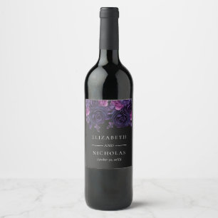 Dark Moody Gothic Floral Halloween Wedding Wine Label