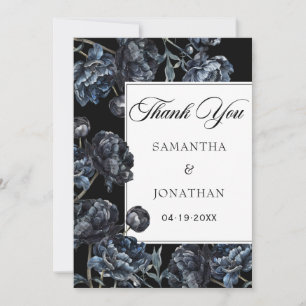 Dark Moody Gothic Floral Wedding Thank You Card