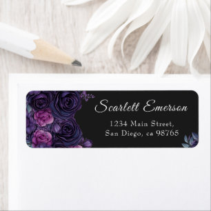 Dark Moody Gothic Florals Bridal Shower Address Return Address Label