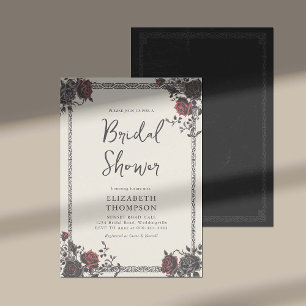 Dark Moody Gothic Red Black Roses Bridal Shower Invitation