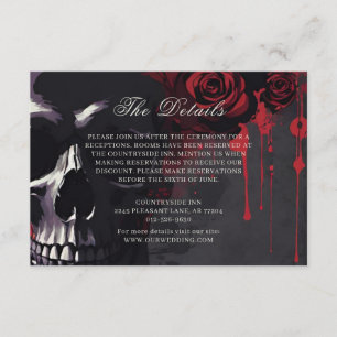 Dark Moody Gothic Red Rose Black Wedding Enclosure Card