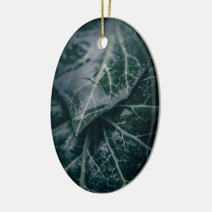 Dark Moody Ivy Leaves Nature Photo Ceramic Ornament