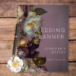 Dark Moody Mauve Floral Modern Wedding Invite Planner<br><div class="desc">This wedding planner design features a soft side loose bouquet of dusty mauve pink, cream white, rose pink, and soft yellow flowers and botanical greenery on a soft mauve pink blur oval and moody charcoal black background. It's delicate and elegant; modern yet with a vintage feel. Created by Simply Farmhouse...</div>