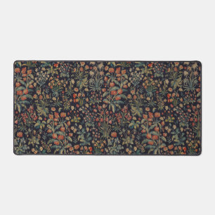 Dark Moody Midnight Forest Floral Botanical Desk Mat