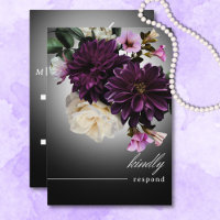 Dark Moody Midnight Purple Floral Romance QR Code