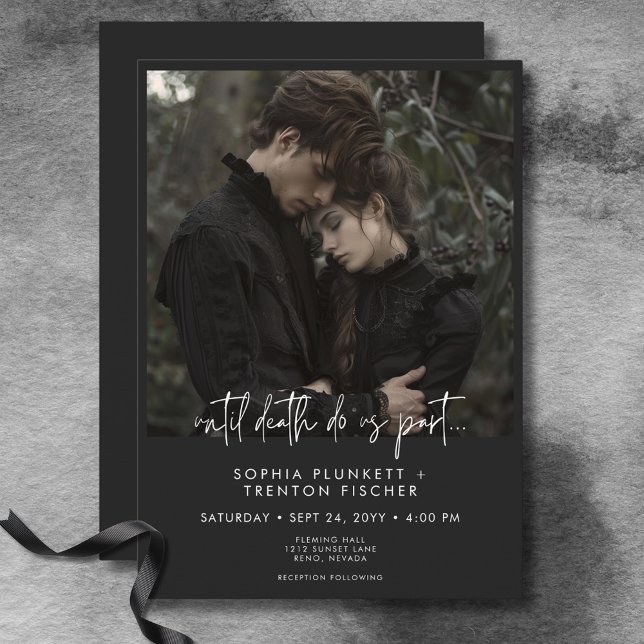 Dark Moody Minimal Photo Wedding Invitation (Dark Moody Minimal Photo Wedding Invitation)