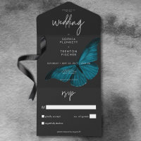 Dark Moody Minimal Teal Moth No Dinner Wedding