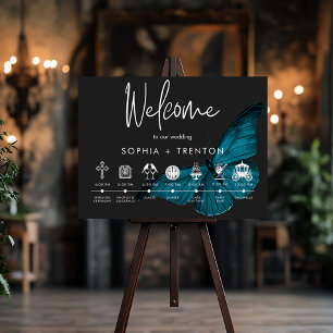 Dark Moody Minimal Teal Moth Order of Events Poster