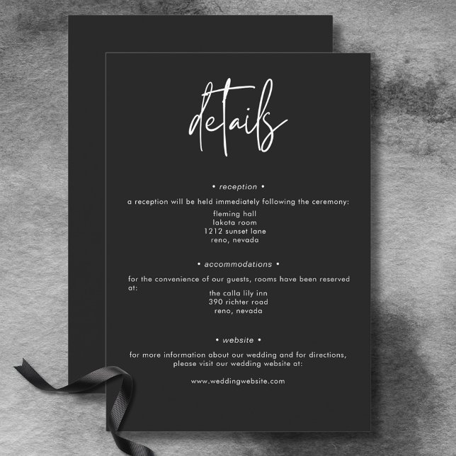 Dark Moody Minimal Wedding Details Enclosure Card (Dark Moody Minimal Wedding Details Enclosure Card)