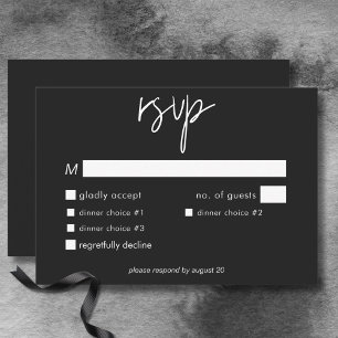 Dark Moody Minimal Wedding Dinner RSVP Card