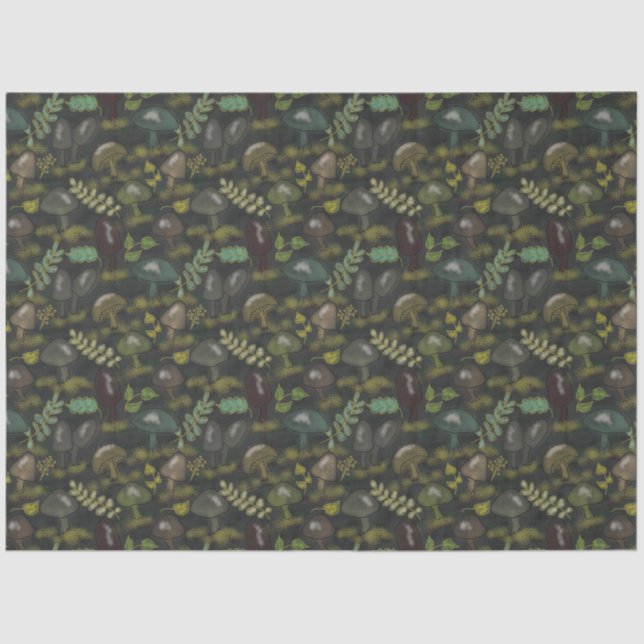 Dark Moody Mushrooms Beautiful Tissue Paper (Front)