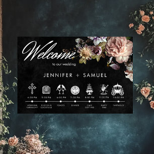 Dark Moody Pastel Opulent Floral Order of Events Poster