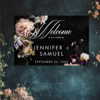 Dark Moody Pastel Opulent Floral Wedding Welcome