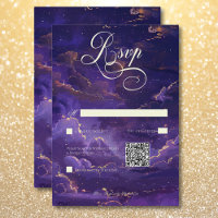 Dark Moody Purple & Gold Moonlit Clouds QR Code