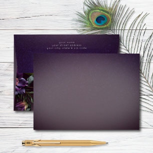Dark Moody Purple & Lavender Floral Modern Wedding Envelope