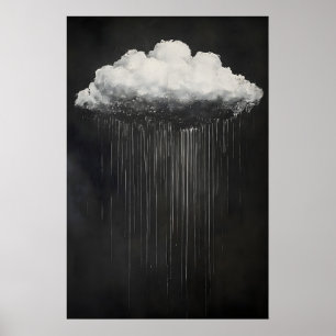 Dark Moody Rain Cloud At Night Print, Dark Poster