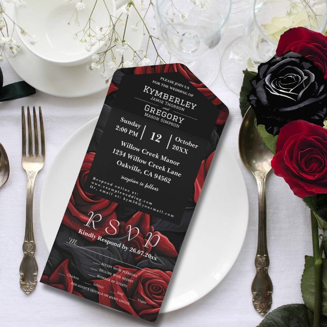 Dark Moody Red and Black Rose Email All In One Invitation (Creator Uploaded)