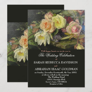 Dark Moody Romantic Antique Tole Painting Wedding Invitation