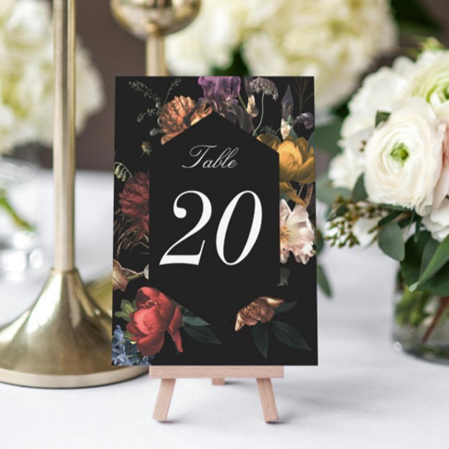 Dark Moody Romantic Dutch Floral Table Number (Creator Uploaded)